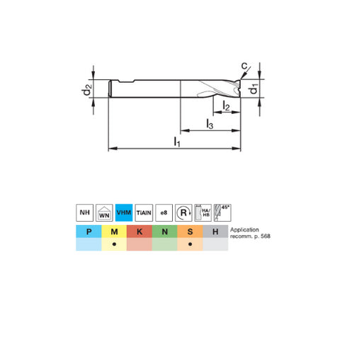 Carbide End Mill 3F, 64180 DIMENSIONS